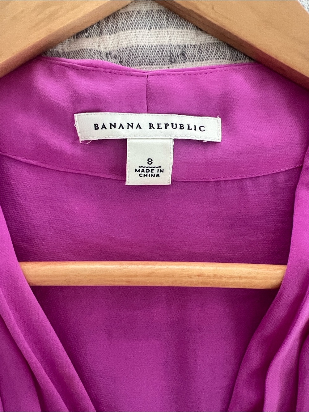 Banana Republic Orchid Pink Sylvan Halter Top Pleated Wrap Front V-Neck Blouse 8 - Picture 3 of 11